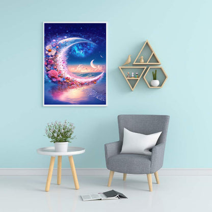 Beach Scenery Moon Flower - Full Round Drill Diamond Painting 30*40CM