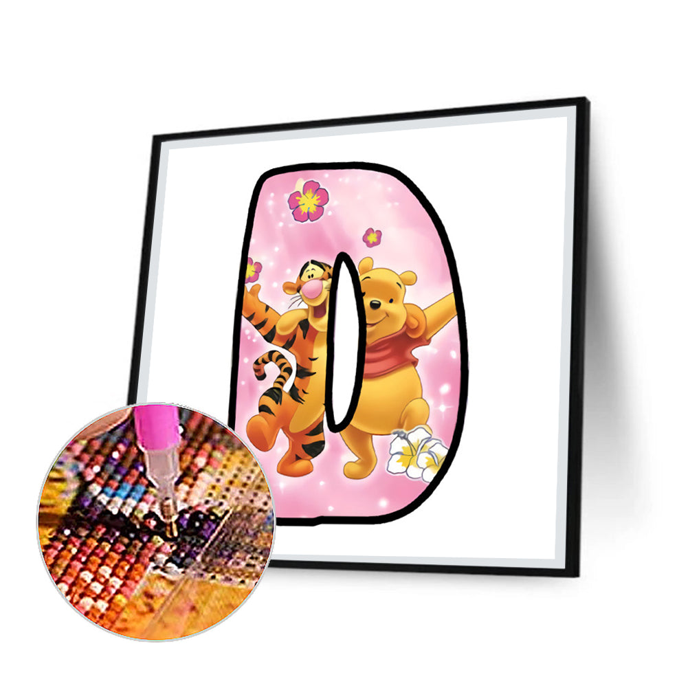 Pooh And Tigger Alphabet - Full Round Drill Diamond Painting 30*30CM