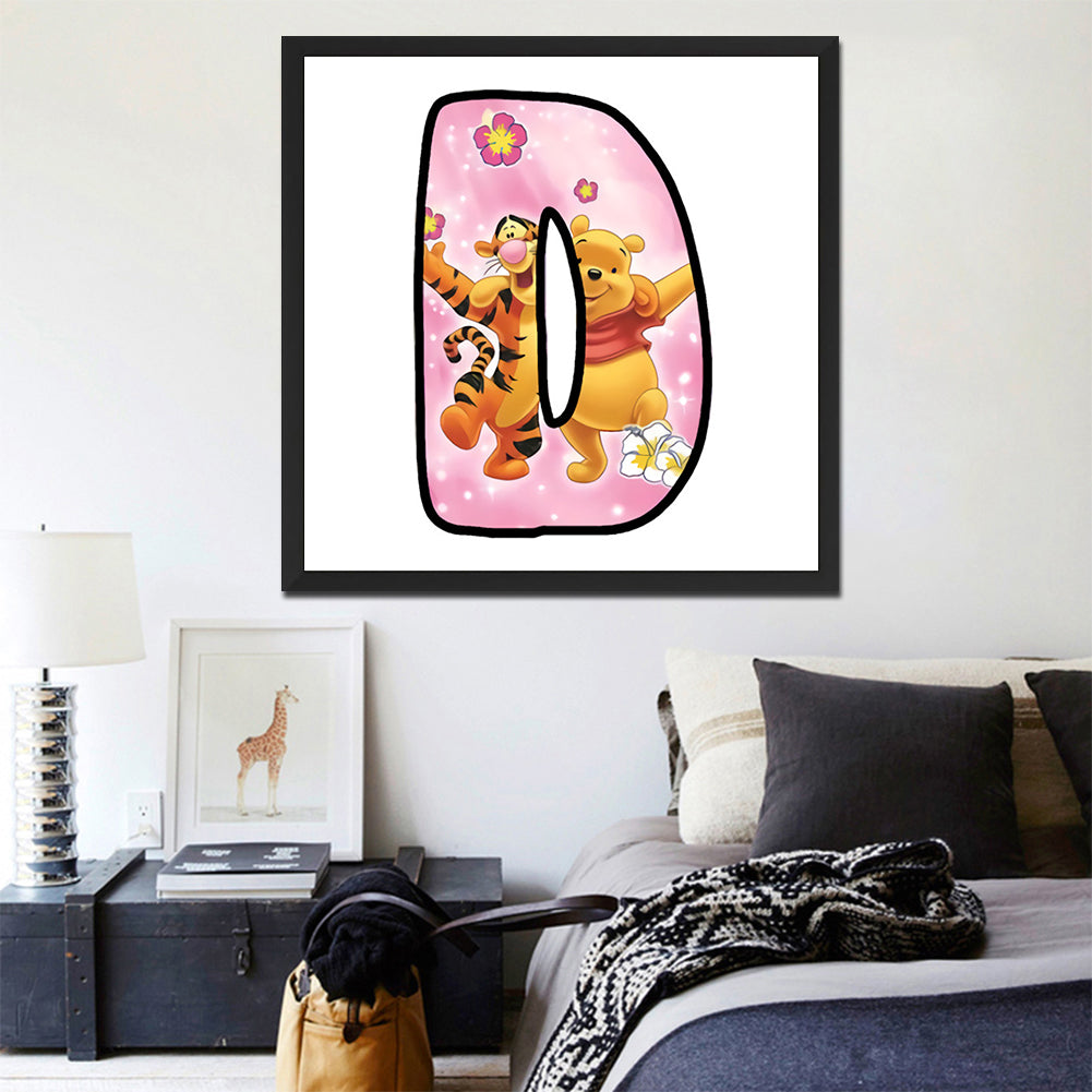 Pooh And Tigger Alphabet - Full Round Drill Diamond Painting 30*30CM