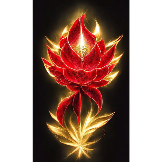 Red Fire Lotus - Full Round Drill Diamond Painting 40*70CM