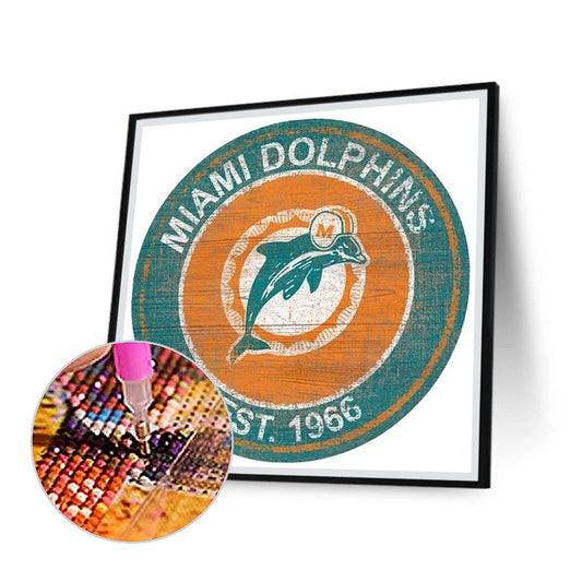 Miami Dolphins Football Team - Full Round Drill Diamond Painting 30*30CM