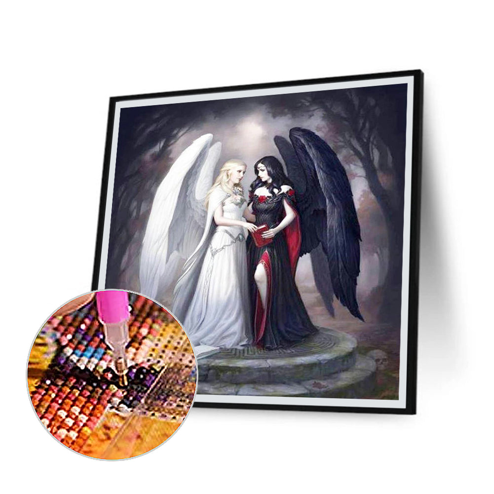 Black And White Angel - Full Square Drill Diamond Painting 30*30CM