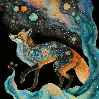 Starry Fox - Full Round Drill Diamond Painting 30*30CM