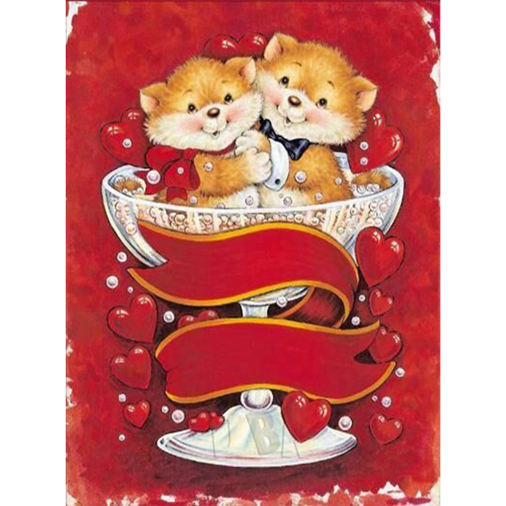 Love Valentine'S Day Bear - Full Round Drill Diamond Painting 30*40CM