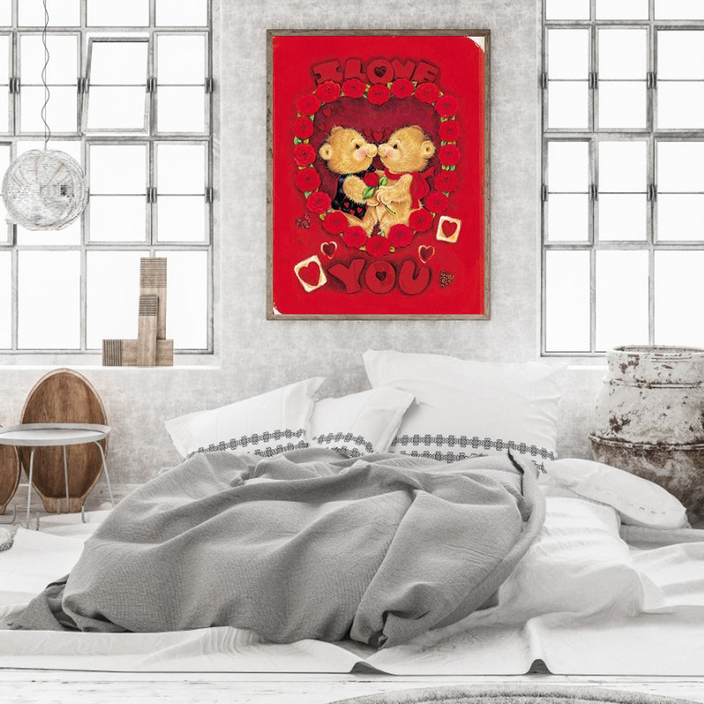 Love Valentine'S Day Bear - Full Round Drill Diamond Painting 30*40CM