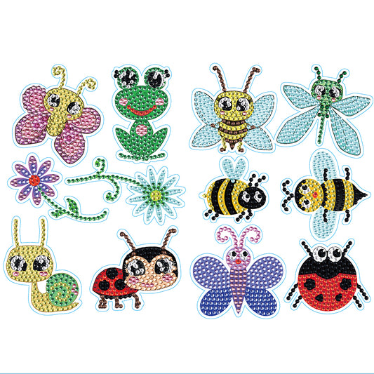 2 Sheets Diamonds Painting Sticker Crafts DIY Art Cartoon Paster Home Decoration