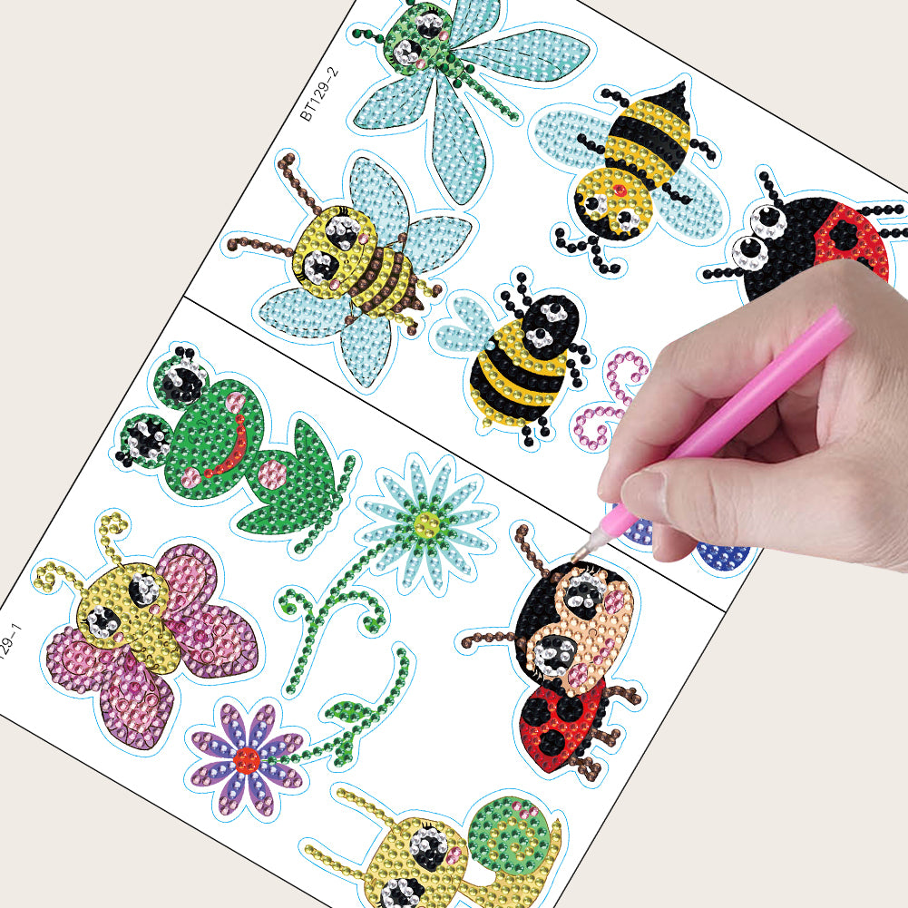 2 Sheets Diamonds Painting Sticker Crafts DIY Art Cartoon Paster Home Decoration