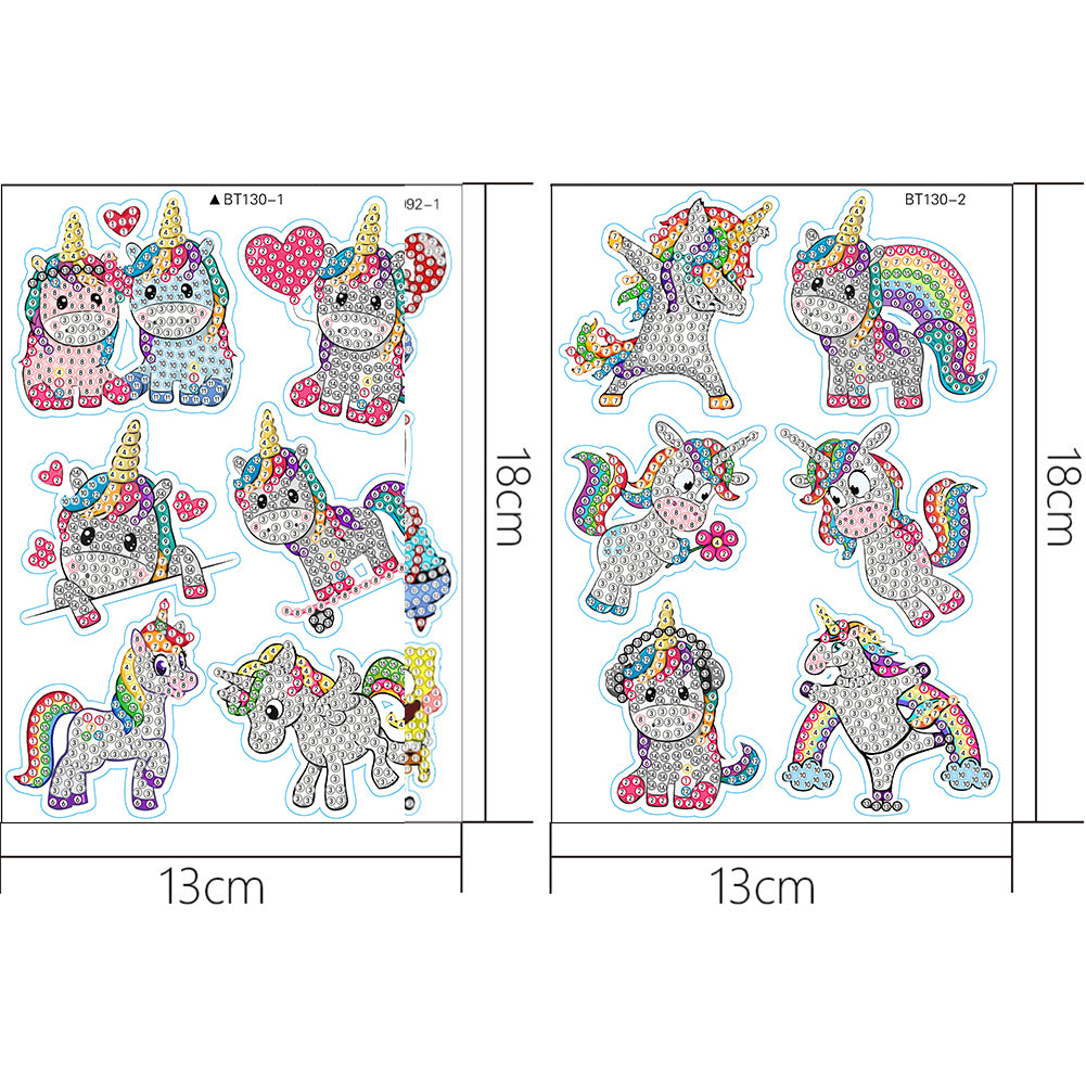 2 Sheets Diamonds Painting Sticker Crafts DIY Art Cartoon Paster Home Decoration