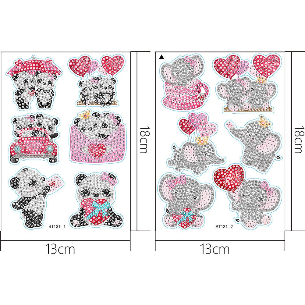 2 Sheets Diamonds Painting Sticker Crafts DIY Art Cartoon Paster Home Decoration