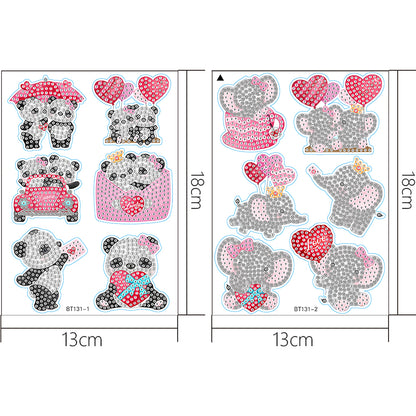 2 Sheets Diamonds Painting Sticker Crafts DIY Art Cartoon Paster Home Decoration