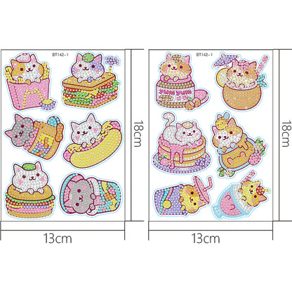 2 Sheets Diamonds Painting Sticker Crafts DIY Art Cartoon Paster Home Decoration