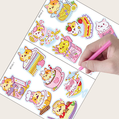 2 Sheets Diamonds Painting Sticker Crafts DIY Art Cartoon Paster Home Decoration