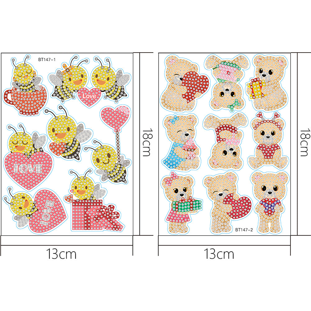 2 Sheets Diamonds Painting Sticker Crafts DIY Art Cartoon Paster Home Decoration