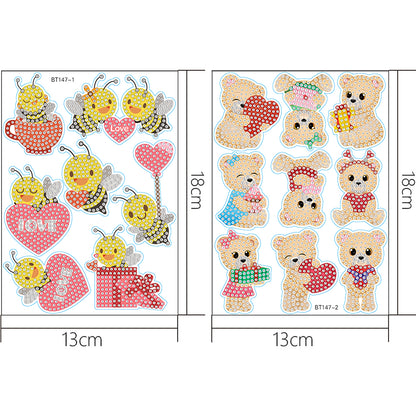 2 Sheets Diamonds Painting Sticker Crafts DIY Art Cartoon Paster Home Decoration