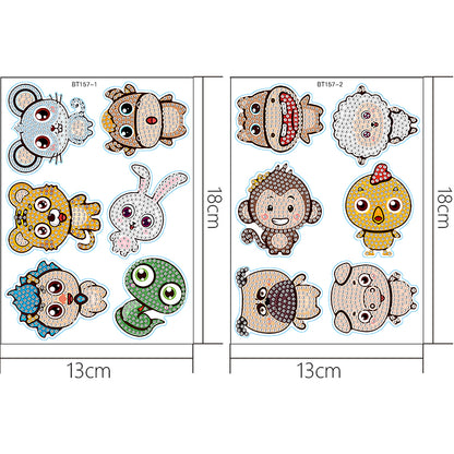 2 Sheets Diamonds Painting Sticker Crafts DIY Art Cartoon Paster Home Decoration
