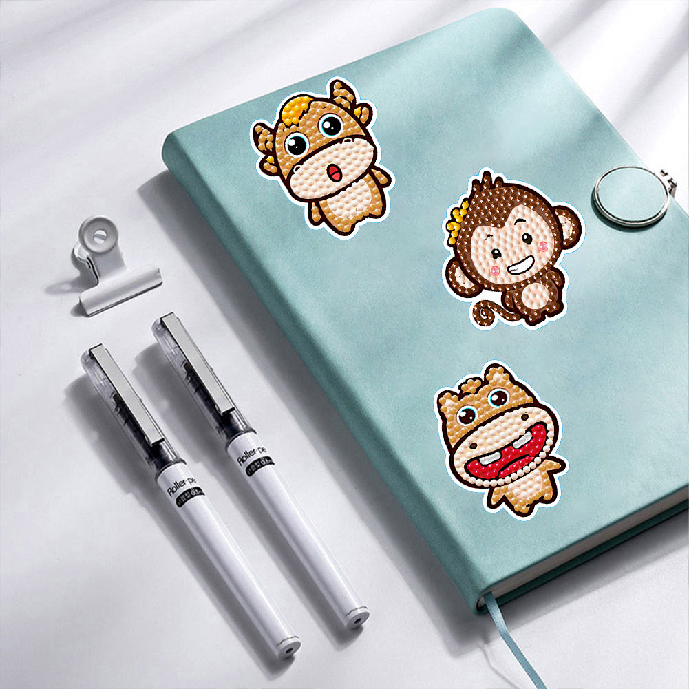 2 Sheets Diamonds Painting Sticker Crafts DIY Art Cartoon Paster Home Decoration
