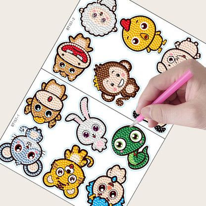 2 Sheets Diamonds Painting Sticker Crafts DIY Art Cartoon Paster Home Decoration