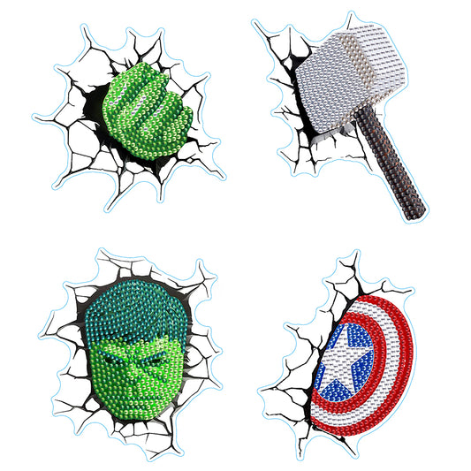 DIY Diamonds Painting Sticker Crafts 4 Sheets Cartoon Paster Art Home Decoration