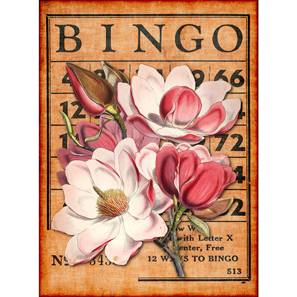 Bingo Magnolia Bouquet - Full Round Drill Diamond Painting 30*40CM