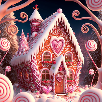 Candy Gingerbread House - Full Round Drill Diamond Painting 40*40CM