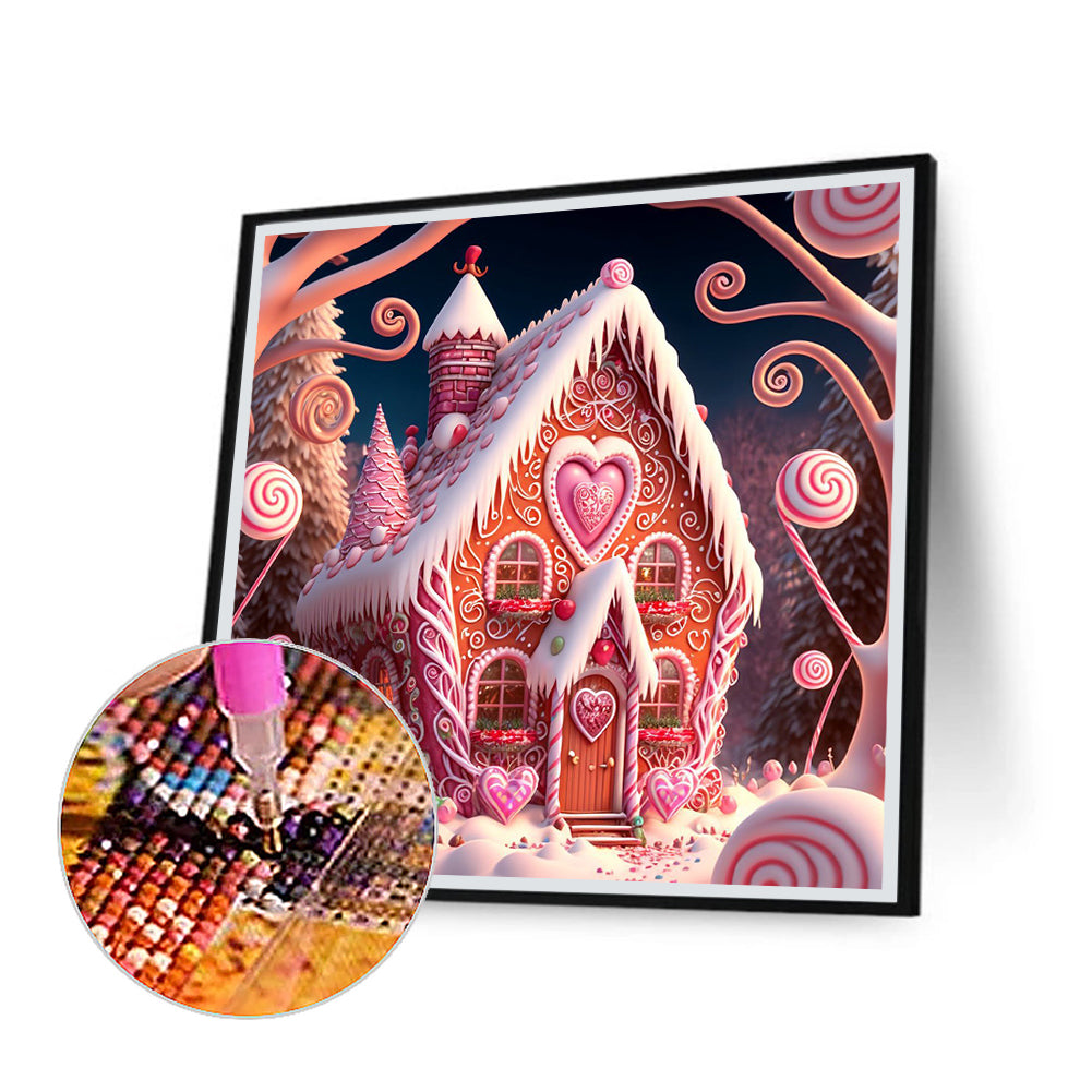 Candy Gingerbread House - Full Round Drill Diamond Painting 40*40CM