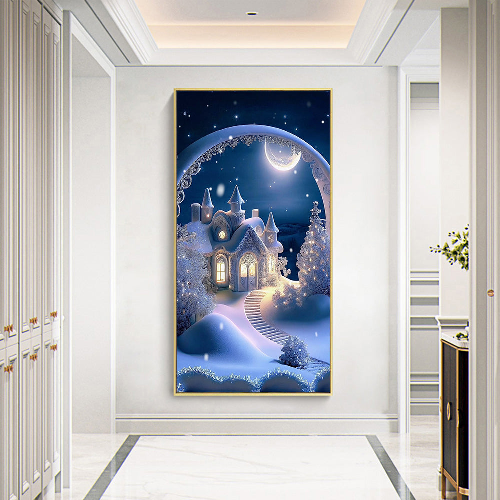 Beautiful Snow House - Full Round Drill Diamond Painting 40*70CM