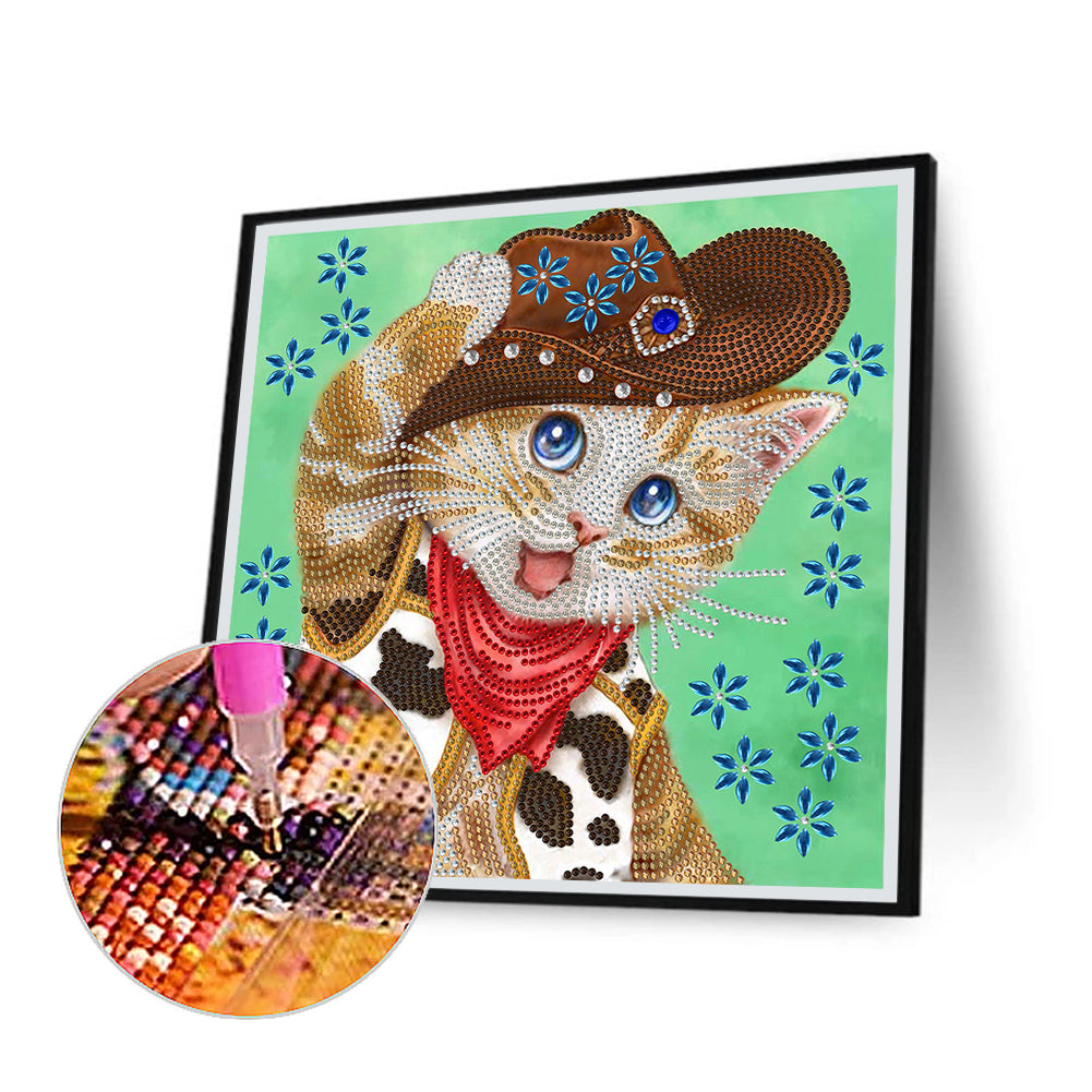 Funny Cat - Special Shaped Drill Diamond Painting 30*30CM