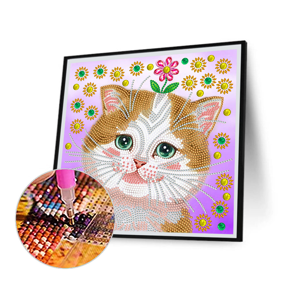 Funny Cat - Special Shaped Drill Diamond Painting 30*30CM