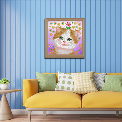 Funny Cat - Special Shaped Drill Diamond Painting 30*30CM