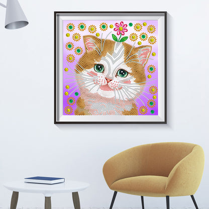 Funny Cat - Special Shaped Drill Diamond Painting 30*30CM