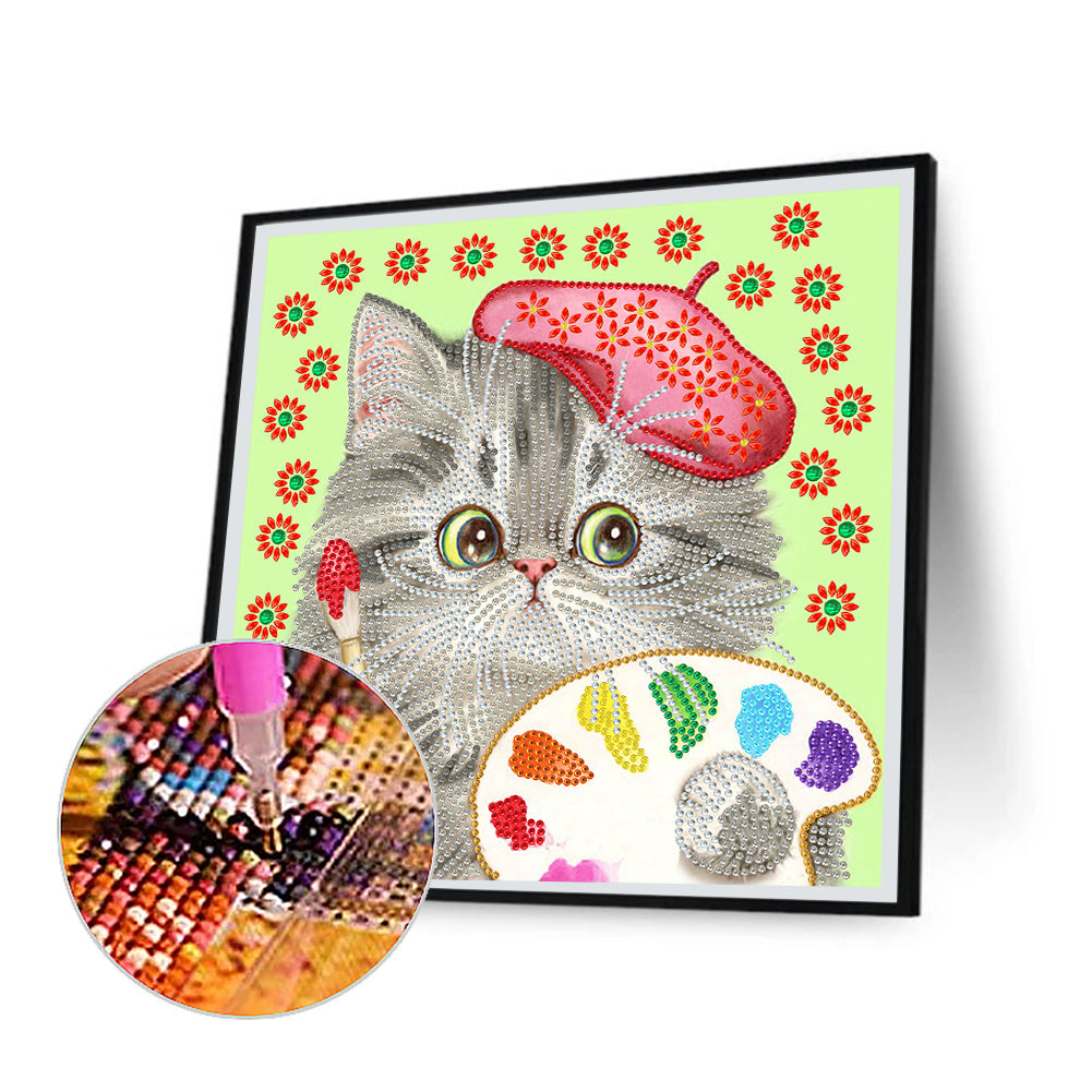 Funny Cat - Special Shaped Drill Diamond Painting 30*30CM