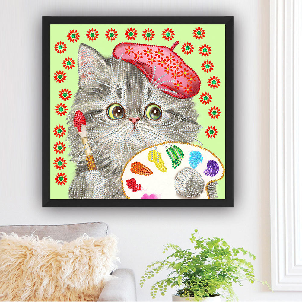 Funny Cat - Special Shaped Drill Diamond Painting 30*30CM