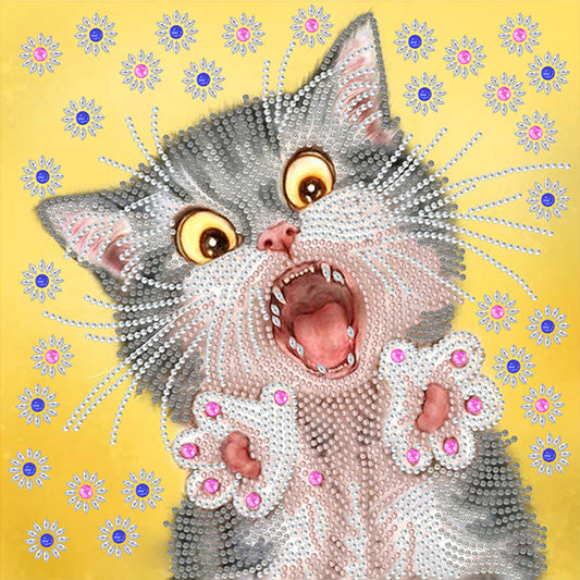 Funny Cat - Special Shaped Drill Diamond Painting 30*30CM