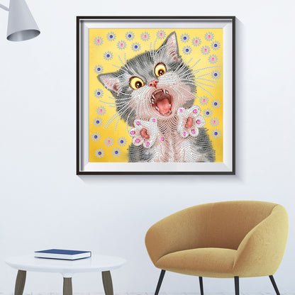 Funny Cat - Special Shaped Drill Diamond Painting 30*30CM