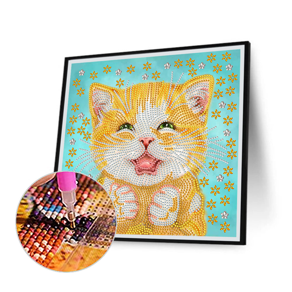 Funny Cat - Special Shaped Drill Diamond Painting 30*30CM