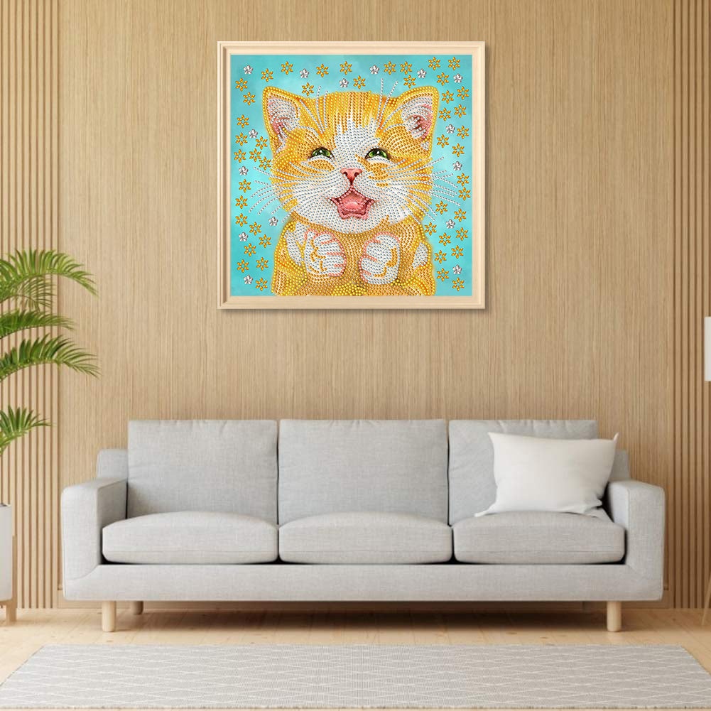 Funny Cat - Special Shaped Drill Diamond Painting 30*30CM