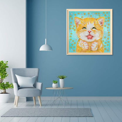 Funny Cat - Special Shaped Drill Diamond Painting 30*30CM