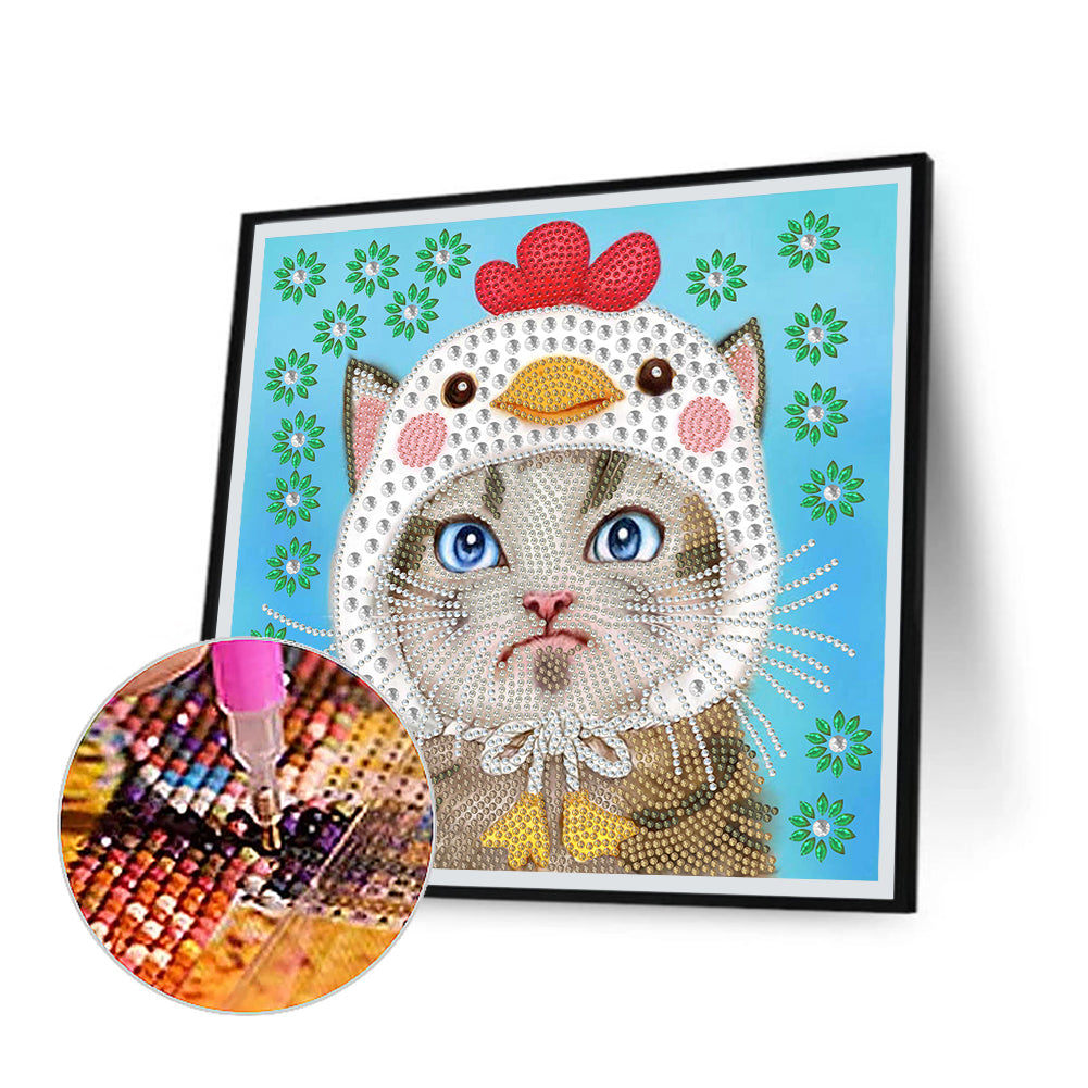 Funny Cat - Special Shaped Drill Diamond Painting 30*30CM