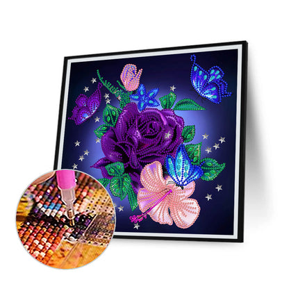 Romantic Rose Butterfly - Special Shaped Drill Diamond Painting 30*30CM