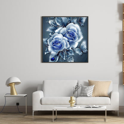 Blue Flowers - Full Round Drill Diamond Painting 40*40CM