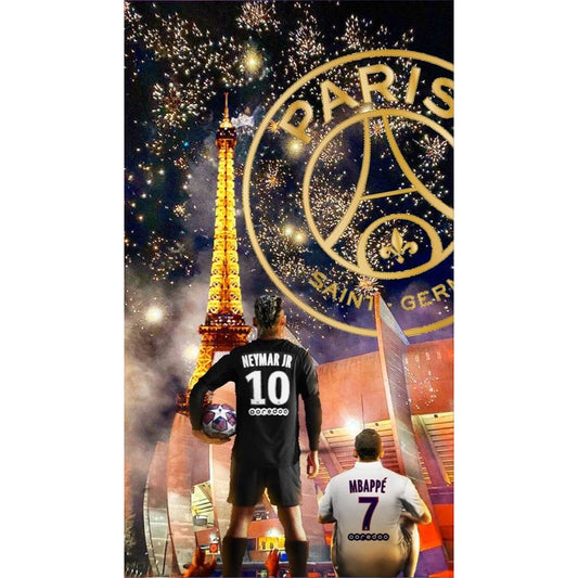 Neymar And Mbappe - Full Round Drill Diamond Painting 40*80CM