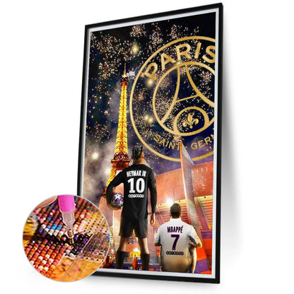 Neymar And Mbappe - Full Round Drill Diamond Painting 40*80CM