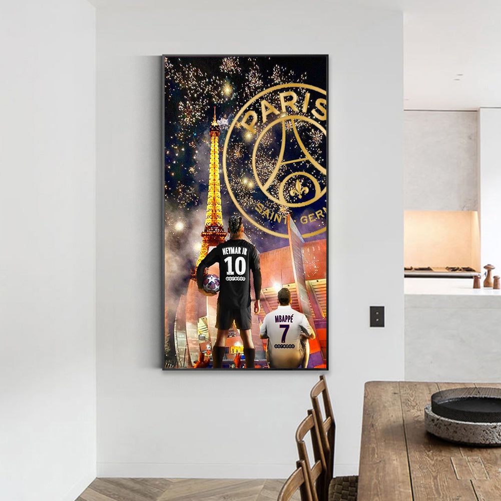Neymar And Mbappe - Full Round Drill Diamond Painting 40*80CM