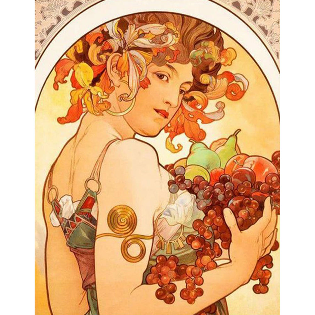 Art Nouveau - Female Illustrations - Full Round Drill Diamond Painting 40*50CM