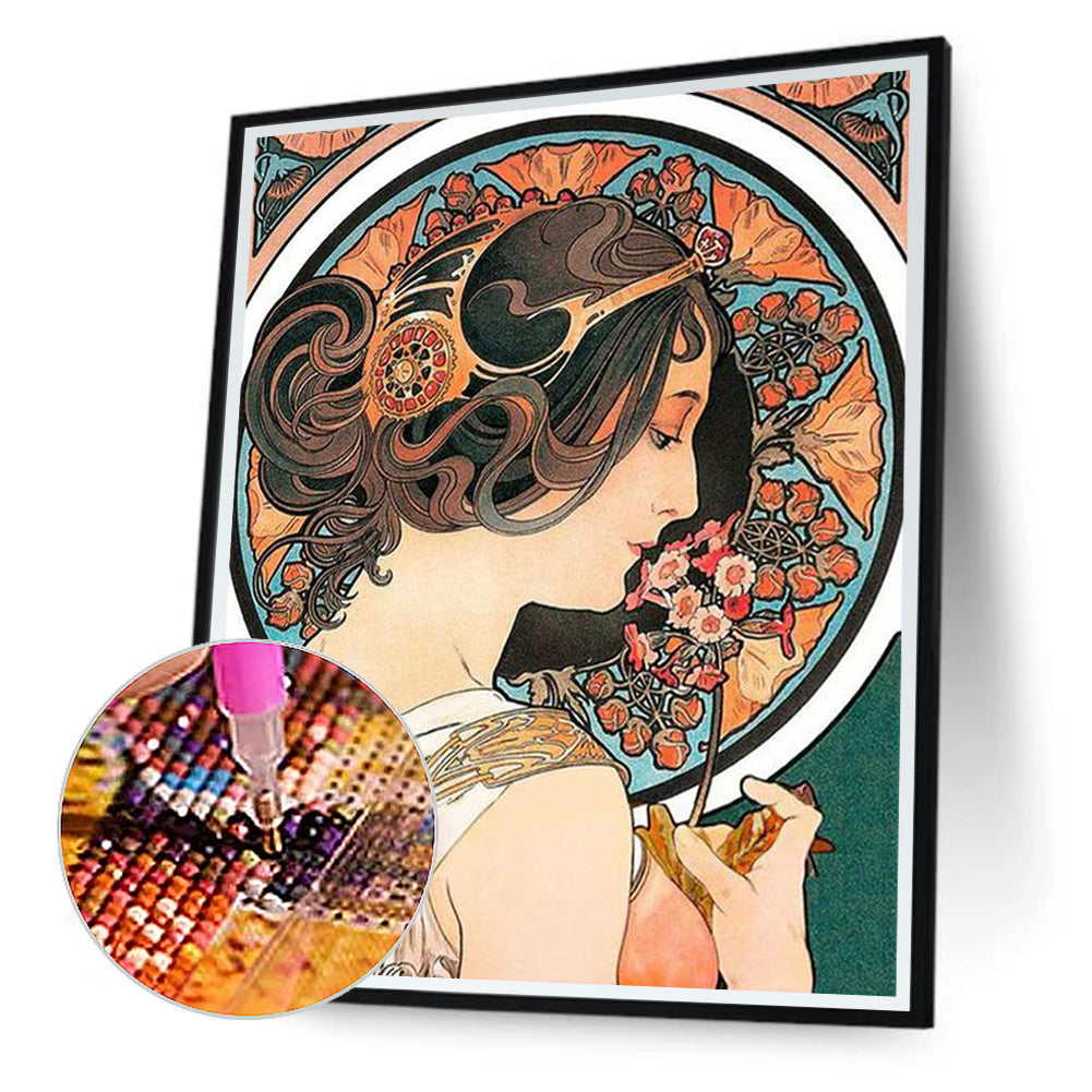Art Nouveau - Female Illustrations - Full Round Drill Diamond Painting 40*50CM