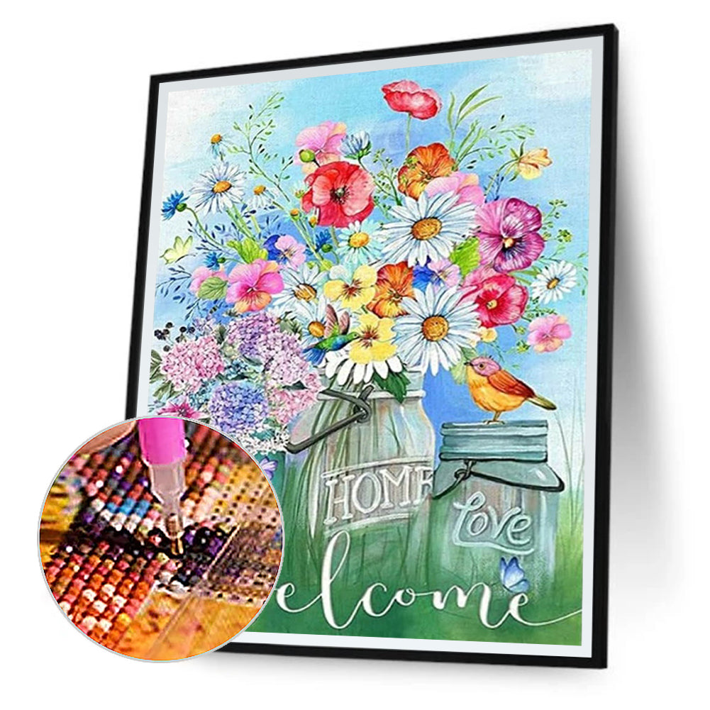 Vase Bouquet - Full Round Drill Diamond Painting 30*40CM