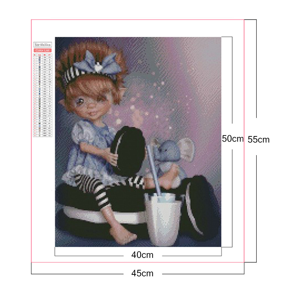 Retro Big Eyes Girl - Full Square Drill Diamond Painting 40*50CM