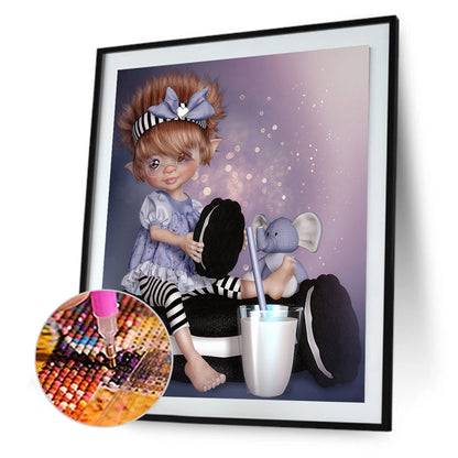 Retro Big Eyes Girl - Full Square Drill Diamond Painting 40*50CM