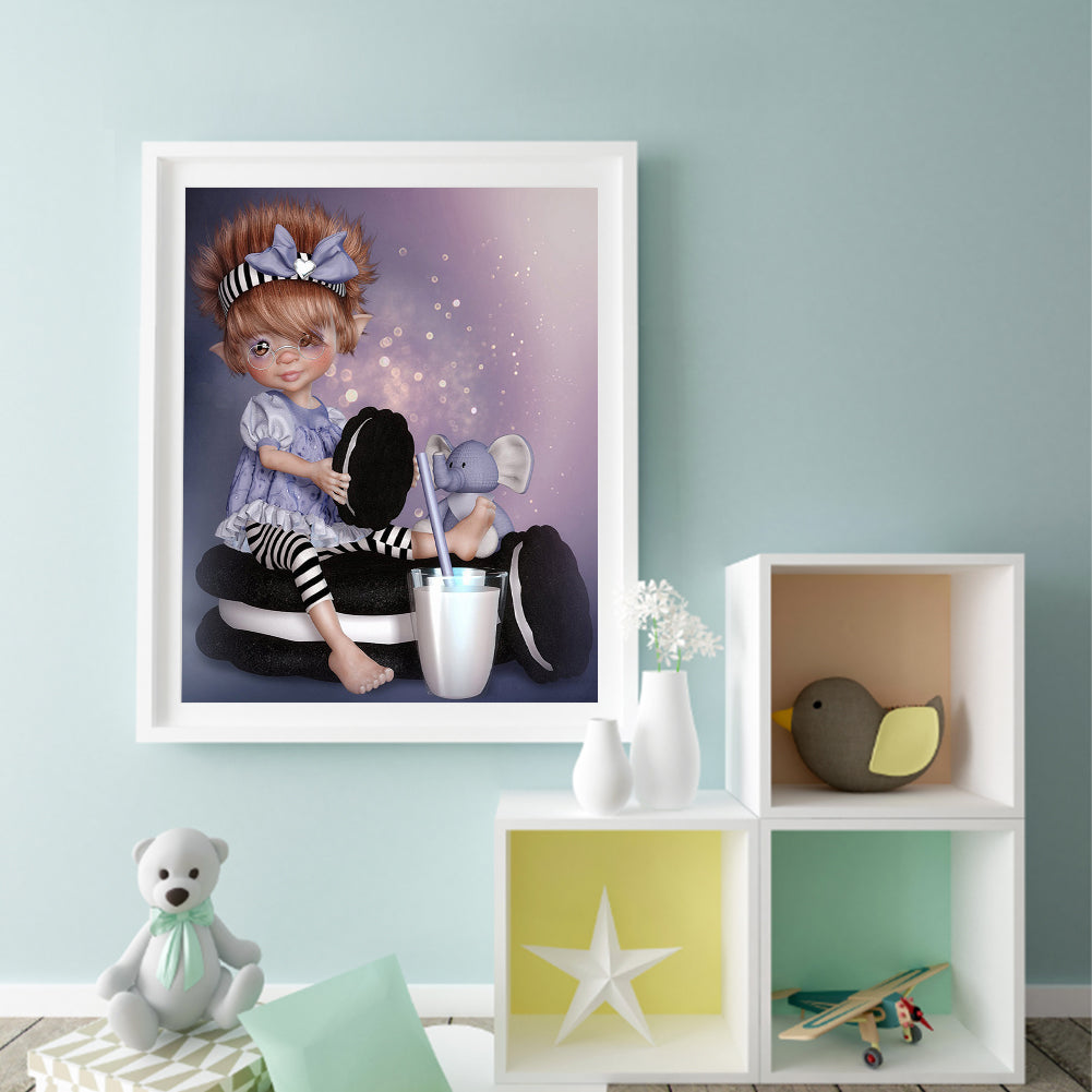 Retro Big Eyes Girl - Full Square Drill Diamond Painting 40*50CM