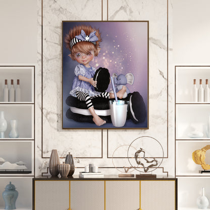 Retro Big Eyes Girl - Full Square Drill Diamond Painting 40*50CM